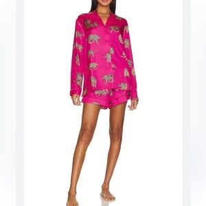 Show Me Your Mumu Early Riser Pj Set in Fuchsia Feline Fine Silky